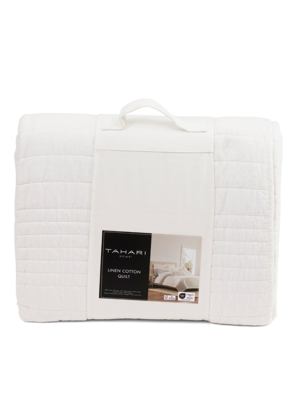 TAHARI HOME linen and cotton blend warm quilt